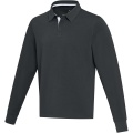 Clyde unisex organic rugby polo sweatshirt, Сплошной черный