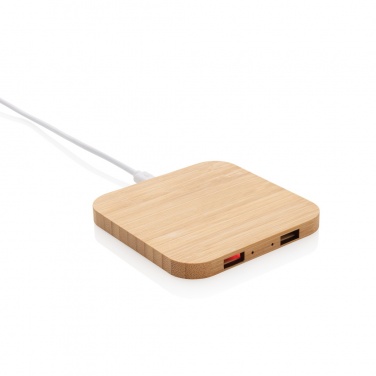 Лого трейд pекламные продукты фото: Беспроводное зарядное устройство Bamboo 5 Вт с USB-портом