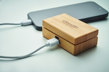 Лого трейд pекламные подарки фото: TWS earbuds in bamboo case