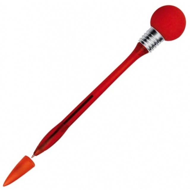 : Plastic ball pen ' Light Bulb'  color red