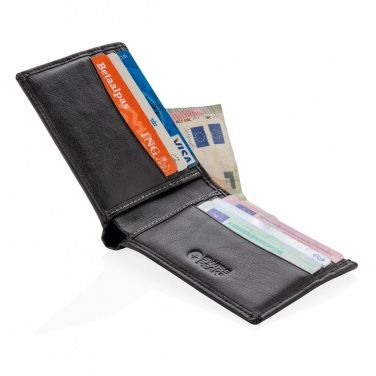 : RFID-kaitsega rahakott, must koos personaalse nime ja pakendiga