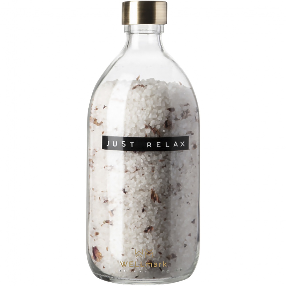 Logotrade profilreklam bild: Wellmark Just Relax 500 ml badsalt – rosdoft