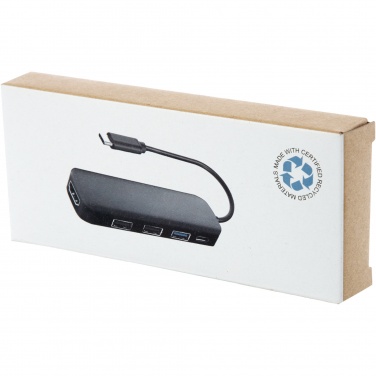 Logotrade profilprodukter bild: Loop RCS multimedieadapter USB 2.0–3.0 av återvunnen plast med HDMI-port