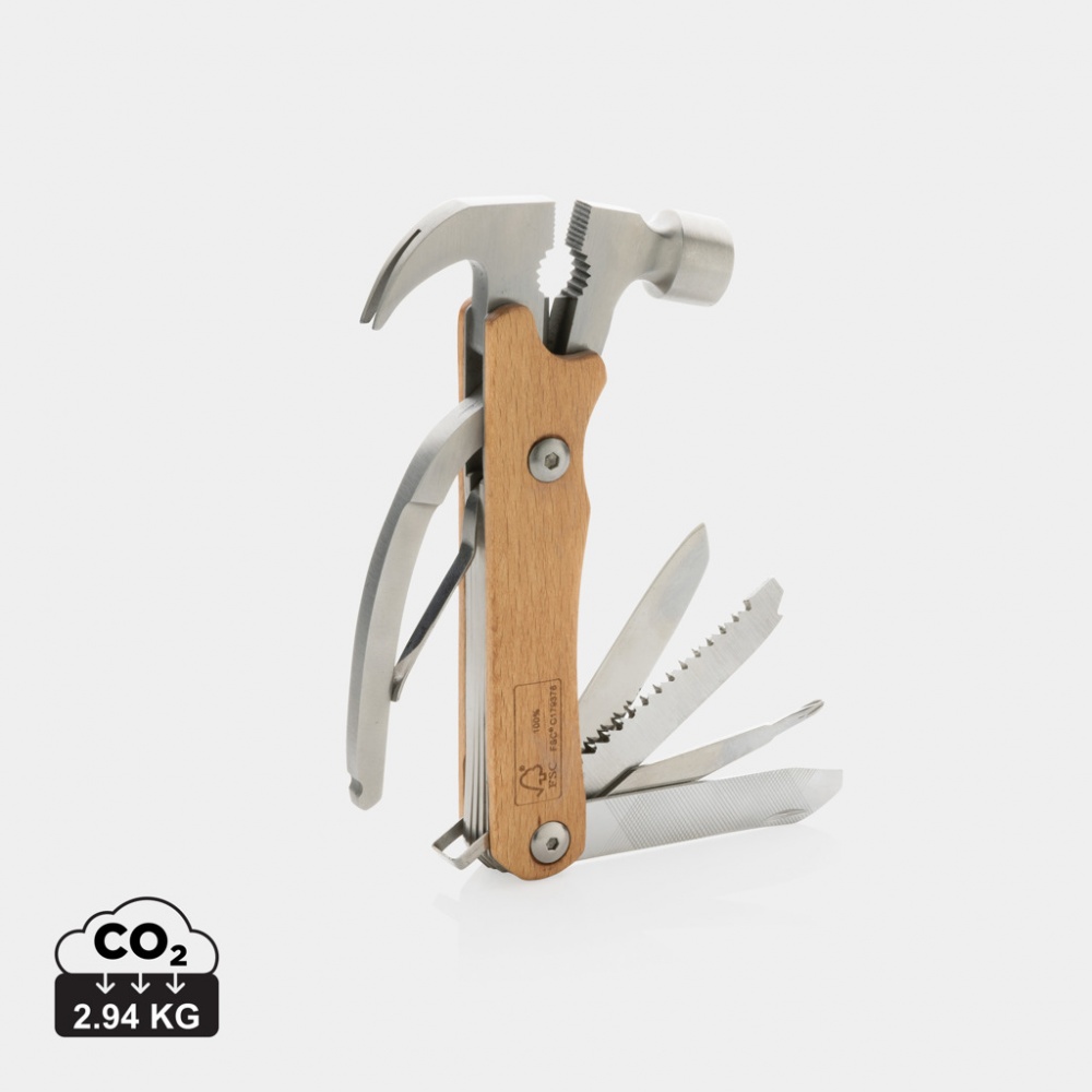 Logotrade presentreklam bild: Multitool hammare i trä