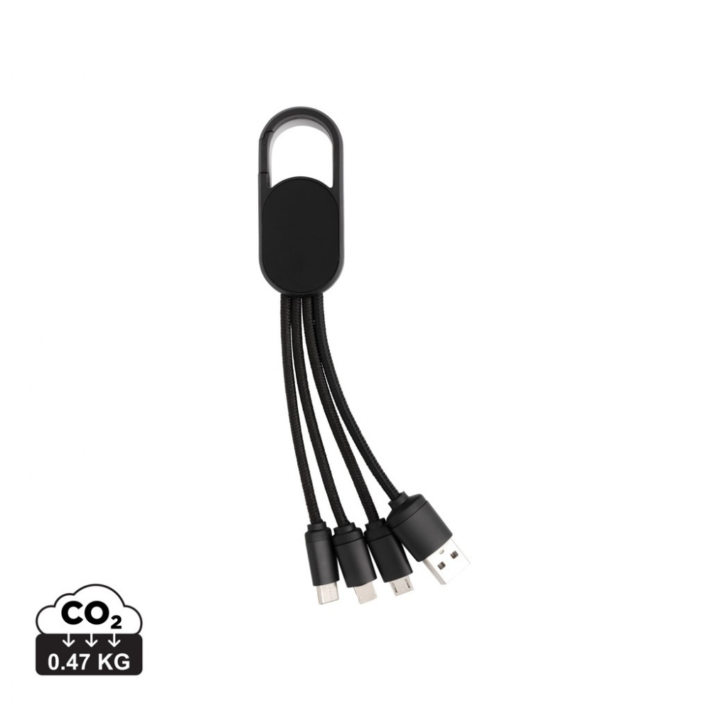 Logotrade presentreklam bild: 4-i-1 kabel med karbinclip