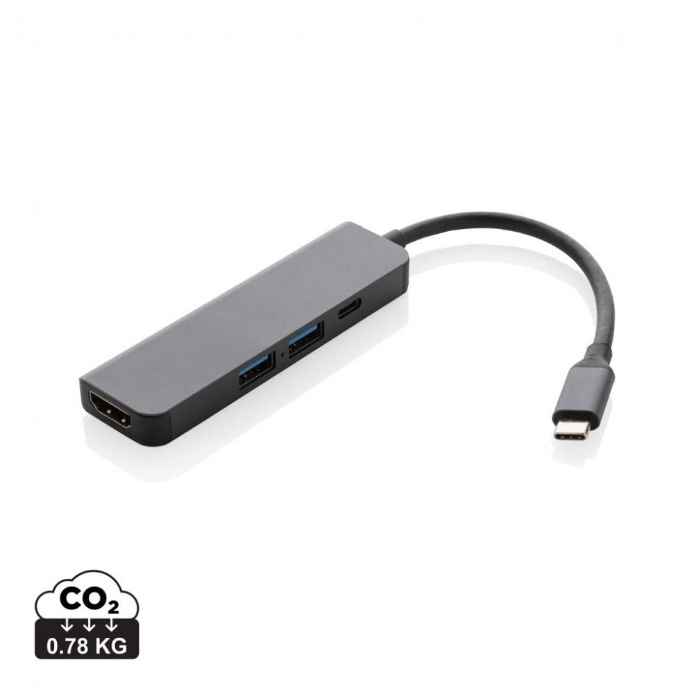 Logotrade reklamprodukter bild: Terra hub med HDMI input i RCS återvunnen aluminium