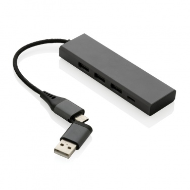 Logotrade presentreklam bild: Terra hub med 3 USB portar i RCS återvunnen aluminium