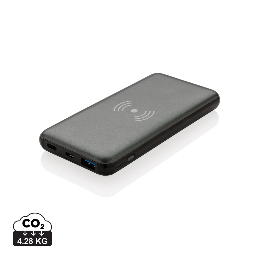 Logotrade kampanjprodukter bild: 10.000 mAh snabbladdande 10W trådlös powerbank med PD