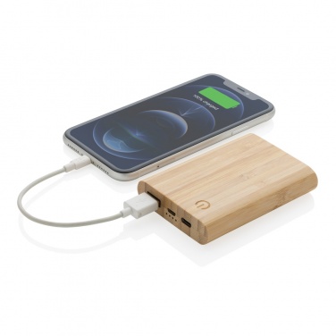 Logotrade profilreklam bild: 5.000 mAh powerbank i bambu