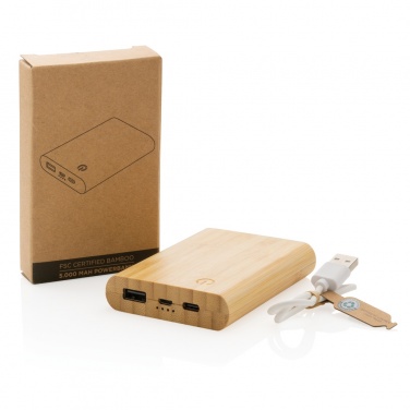 Logotrade kampanjprodukter bild: 5.000 mAh powerbank i bambu