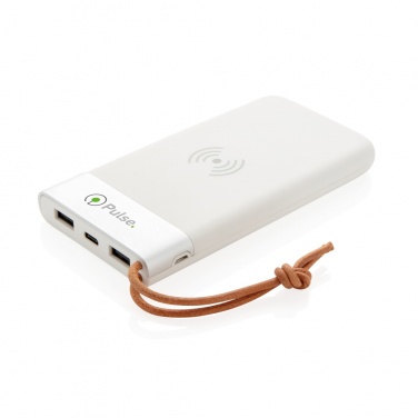 Logotrade profilreklam bild: Aria 8.000 mAh 5W powerbank med trådlös laddning