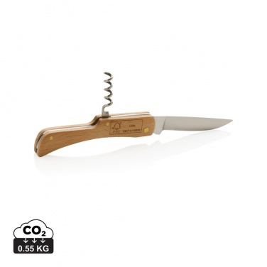 Logotrade reklamprodukter bild: Kniv med flasköppnare i trä