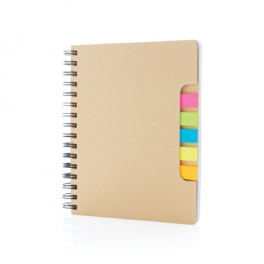 Logotrade presentreklam bild: A5 Kraft spiralbunden anteckningsbok med sticky notes