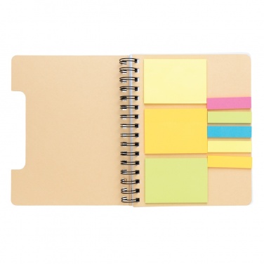 Logotrade presentreklam bild: A5 Kraft spiralbunden anteckningsbok med sticky notes