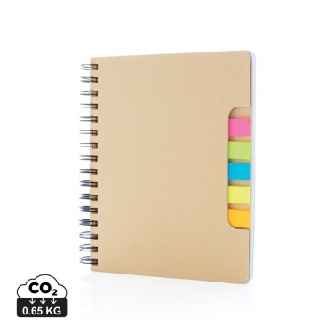 Logotrade presentreklam bild: A5 Kraft spiralbunden anteckningsbok med sticky notes