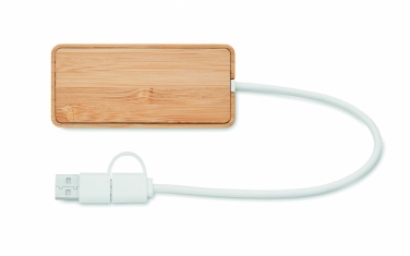 Logotrade presentreklam bild: USB-hubb med 3 portar i bambu