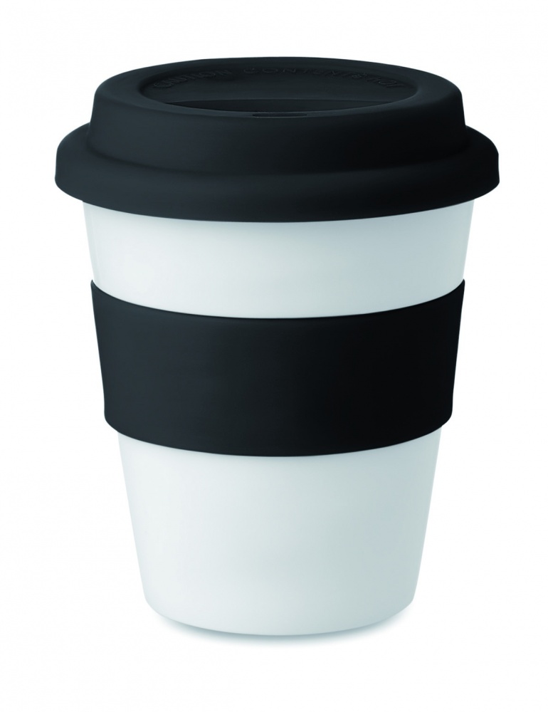 Logotrade profilprodukter bild: Take away mugg PP silikon lock