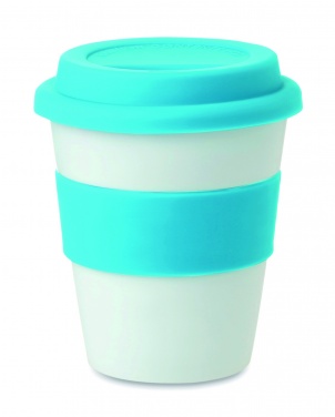 Logotrade kampanjprodukter bild: Take away mugg PP silikon lock