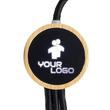 Logotrade profilreklam bild: 3-i-1-kabel med upplyst logotyp i trähölje, LH-ZMU06