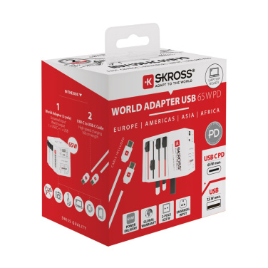 Logotrade presentreklam bild: SKROSS World Travel Adapter MUV 65W PD med USB C-kabel