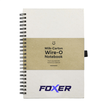 Logotrade reklamprodukter bild: Mjölkkartong Wire-O-papper Notebook A5