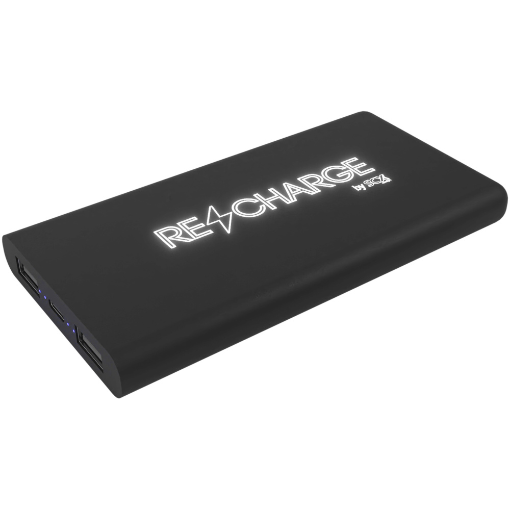 Logotrade profilreklam bild: SCX.design P40 10 000 mAh upplyst trådlös powerbank i gummi