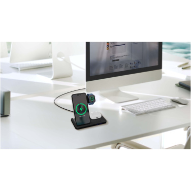 Logotrade profilreklam bild: SCX.design W28 3-i-1 trådlös laddningsbas med telefonställ